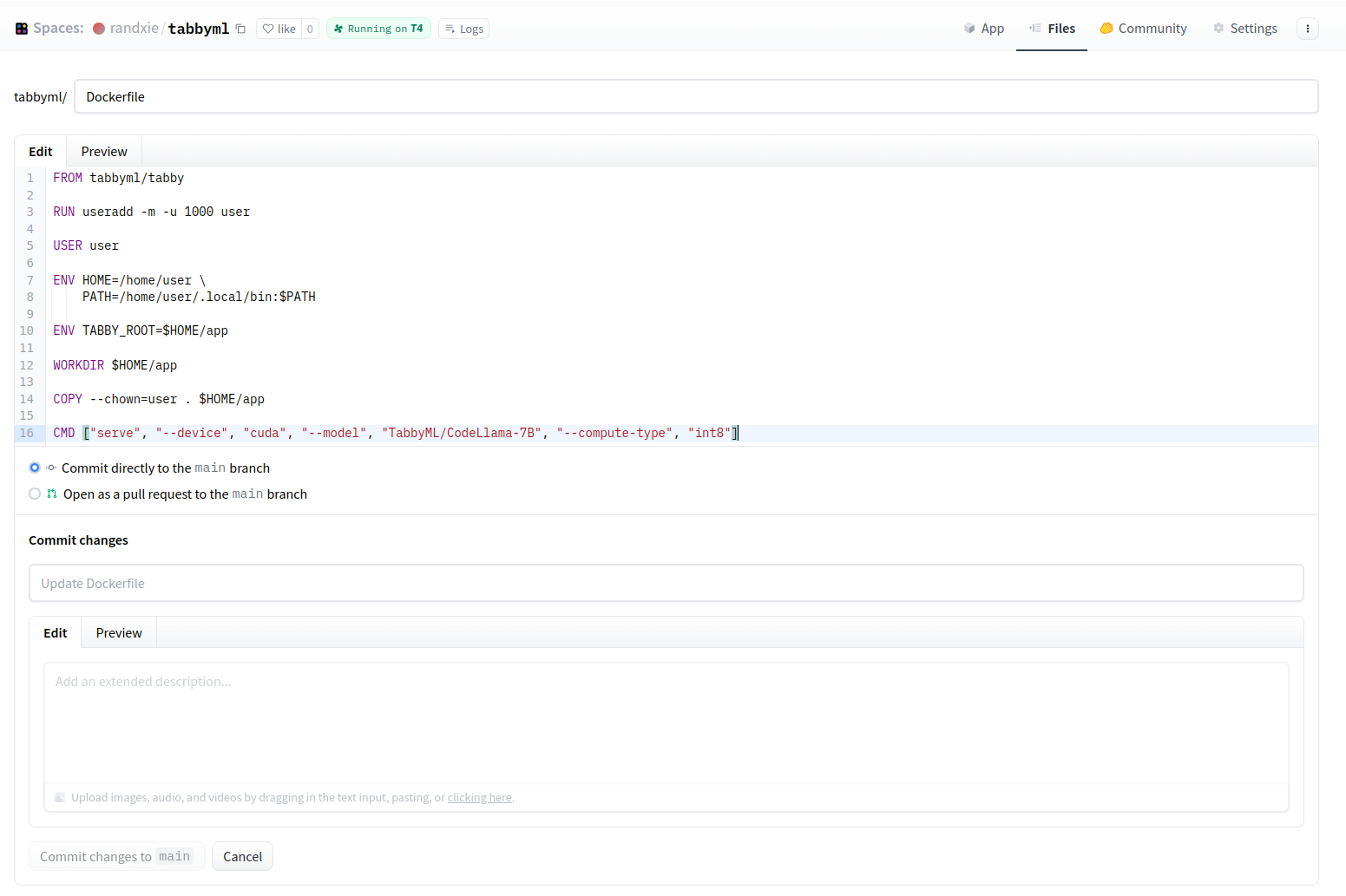 Edit Dockerfile